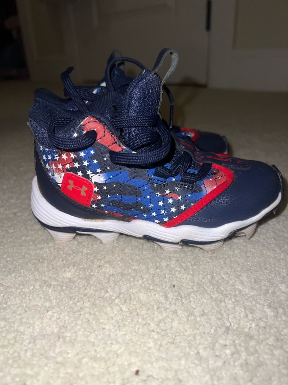 Under Armour Kids Navy Red White Star-Print Bryce Harper Cleats